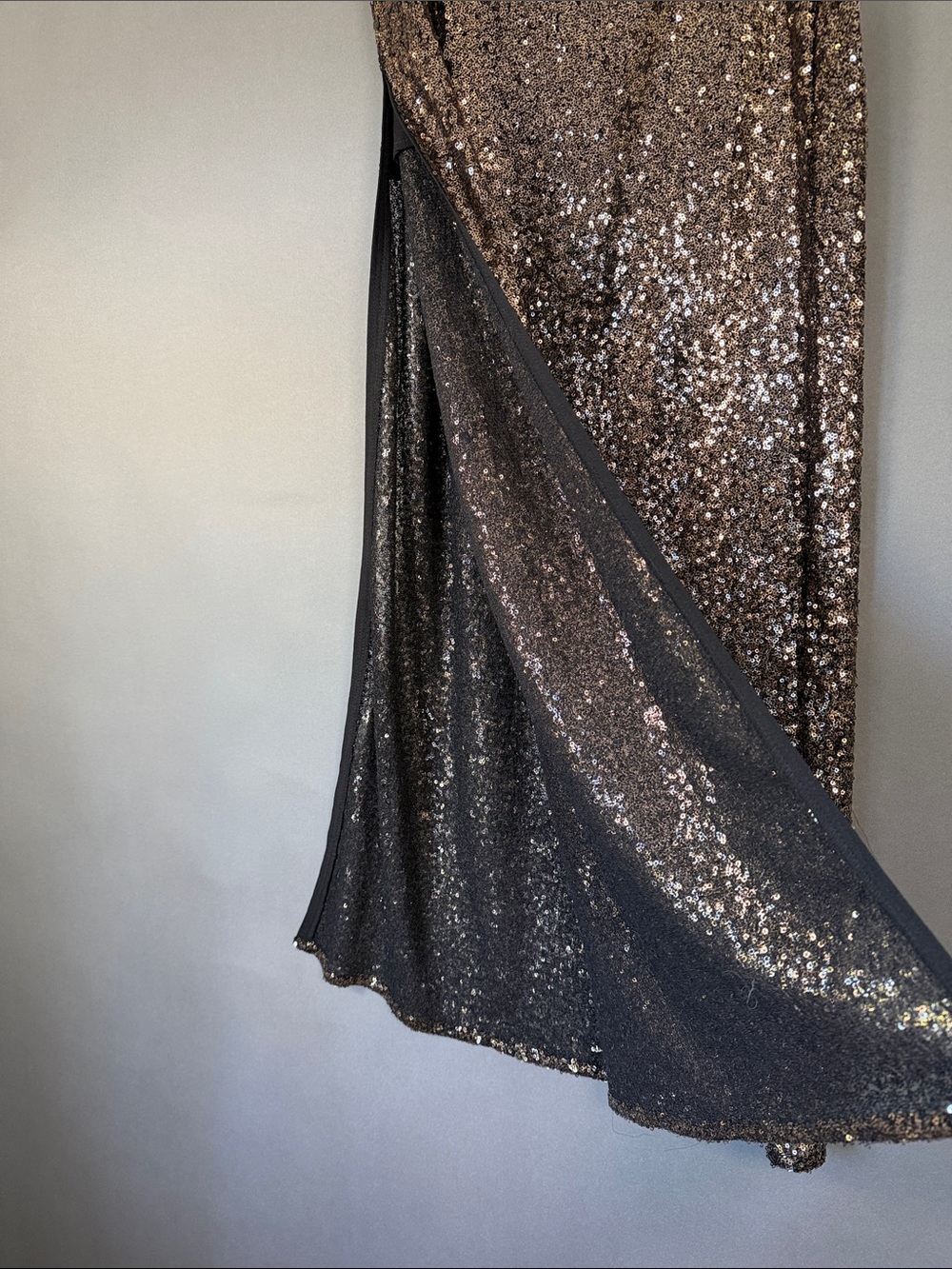 Sequin Maxi Skirt Size S excellent condition w/side slit Chocolate - Picture 2 of 7